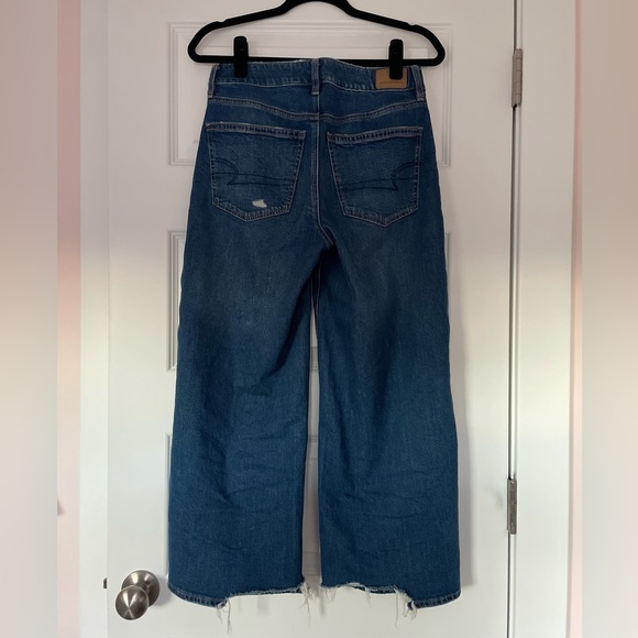 American Eagle Strigid, baggy wide leg ankle jean, distressed, blue, 2 short - Picture 3 of 6
